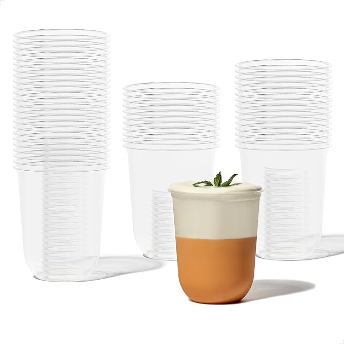 TOSSWARE NATURAL 16oz Arc - Plant Based 98mm Clear Cold Cups - Plastic Alternative for Parties, Bachelorettes, Weddings - Recyclable - Set of 500