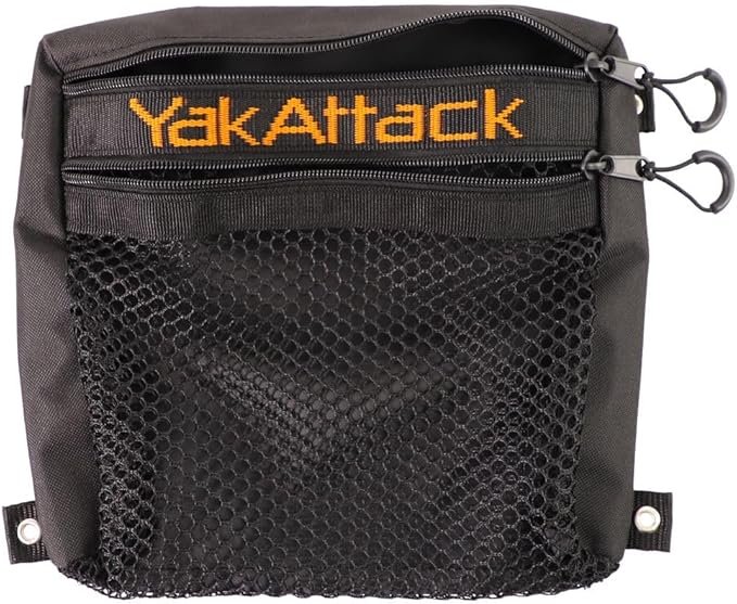 YakAttack 13" Dual Compartment Mesh Storage Bag | Compatible with BlackPak Pro & ShortStak | Heavy-Duty Quick-Dry Mesh with Two Zippered Compartments | Kayak Storage Accessories Organizer