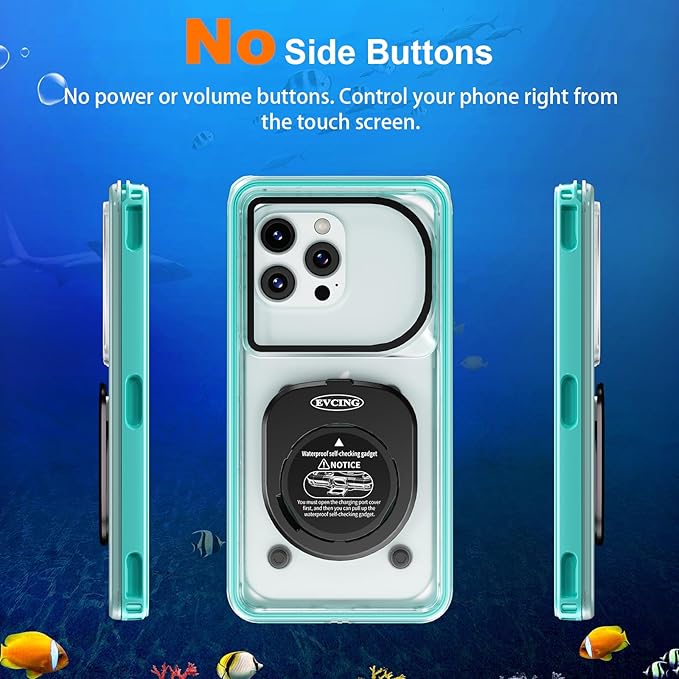 Waterproof Phone Case Up to 6.9 inch | IPX8 Underwater Phone Cases for Snorkeling | Universal Diving Case with Lanyard for iPhone 16 Pro Max/15/14/Galaxy S24 | Beach Cruise Essentials (Cyan)