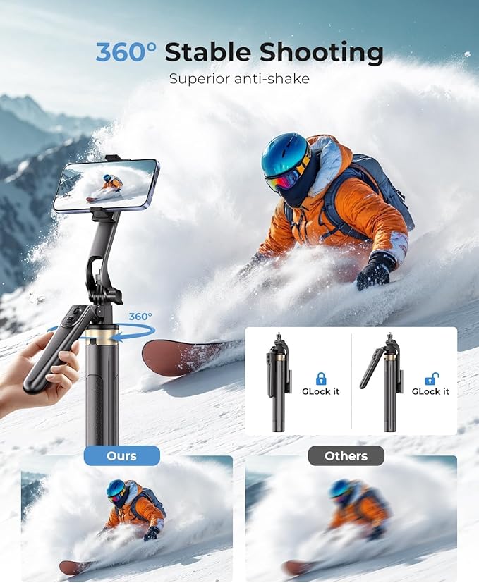 72" Phone Tripod, Tripod for iPhone with Wireless Remote Control, Portable Selfie Stick for iPhone, Live Streaming, Video Recording, Compatible with Cell Phones, Cameras