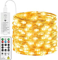 HXWEIYE Fairy Lights Battery Operated (Included) with DIY Timer & Remote，33ft 100LED Rechargeable Twinkle String Lights, 8 Modes Decor Light for Bedroom Indoor Wedding Dorm Christmas Tree(Warm White)