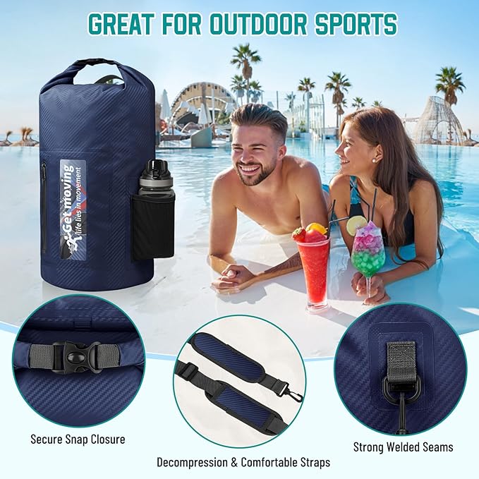 BKNOOU Dry Bag Waterproof Backpack for Women Men, 10L/20L Roll Top Dry Bags for Kayaking Waterproof Bag for Travel, Boating, Beach, Camping, Hiking & Rafting, Dry Storage Bag with Phone Pouch