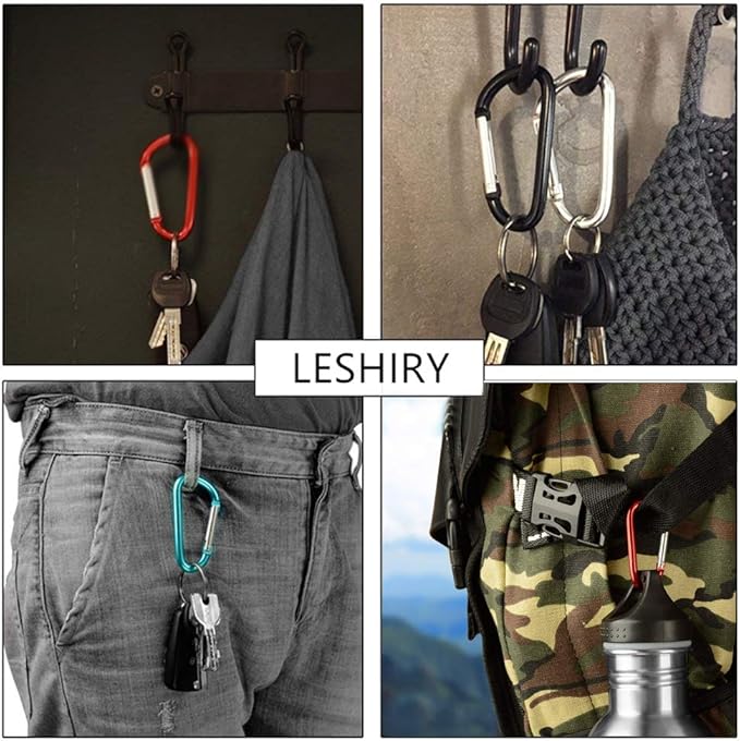 LESHIRY Large Carabiners Keychain 3" Aluminum D Shape Premium Durable D-Ring Carabiner Clip Hook Camping Accessories Snap Link Key Chain Durable Improved Design