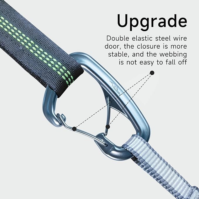 Heavy Duty Carabiner Clip Hook 8KN (1763 lbs), 2 PCS Ultra-Light Aluminum Caribeaners with Double Door D Ring Shape, for Hammock, Camping, Hiking, Backpacking, Dog Leash, Keychain Clip
