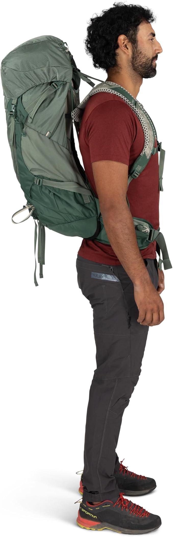 Osprey Stratos 44L Men's Hiking Backpack - Lightweight Backpacking Pack with Waterproof Raincover - Camping Bag, Pine Leaf