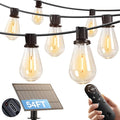 addlon 54FT(48FT+6) Solar String Lights Outdoor Waterproof with USB Port & Remote Control Solar Patio Lights for Outside Solar Powered with 16 LED Dimmable Bulbs for Porch Garden Deck Halloween