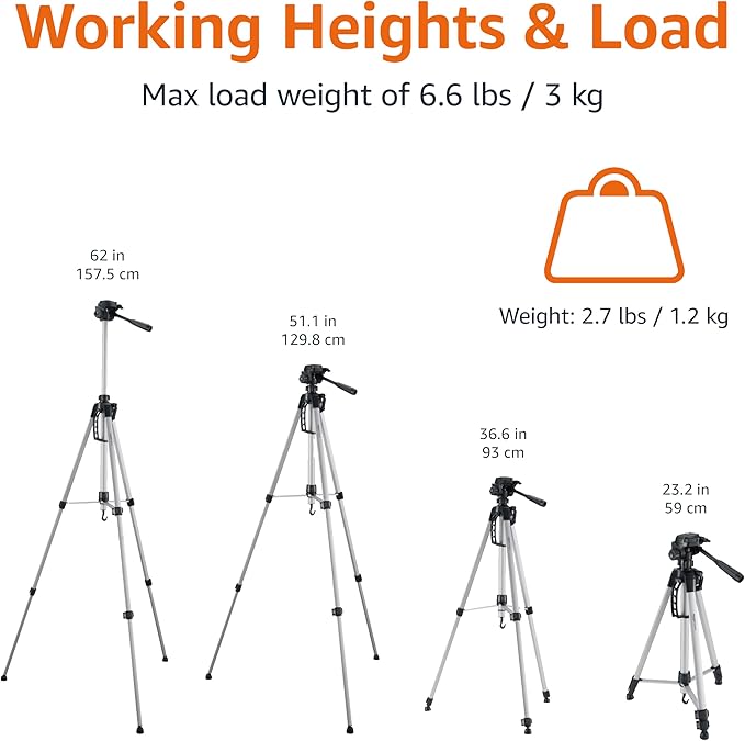 Amazon Basics 60-inch Lightweight DSLR Tripod with Bag, Black