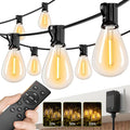 150FT LED Outdoor String Lights with Remote, One Continuous Strand Patio Lights with 55+2 Shatterproof S11 Bulbs, Dimmable 2200K Warm White, Timer & 3 Modes, Low Voltage for Backyard Garden