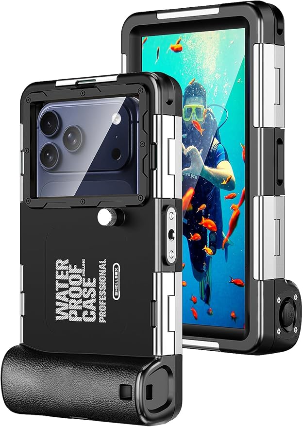 Hllhunkhe Universal Underwater Phone Case for Snorkeling, Professional Diving Waterproof Phone Case for iPhone 7-17 Pro/Pro Max/Plus/Mini, Galaxy S10-S25 Ultra/Plus and Most Phones,Black