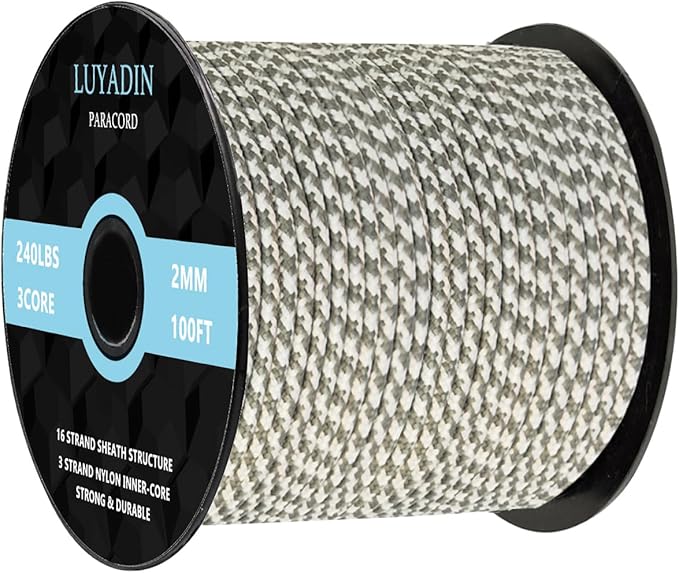 Paracord 240lb - Diameter 2mm Micro Utility Cord -3 Strand Parachute Spool Cord - 100ft 200ft,Paracord for Camping,Hiking,Fishing,Outdoor and DIY
