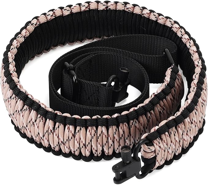 VVAAGG Two-Point Paracord Rifle Sling with Swivels, Non-Slip Gun Sling with Adjustable Length Strap