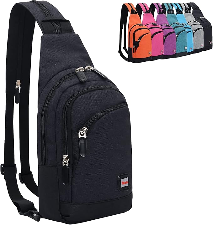 Peicees Small Sling Bag for Women Mens Convertible Crossbody Backpack Shoulder Chest Daypack with Zipper Strap for Hiking