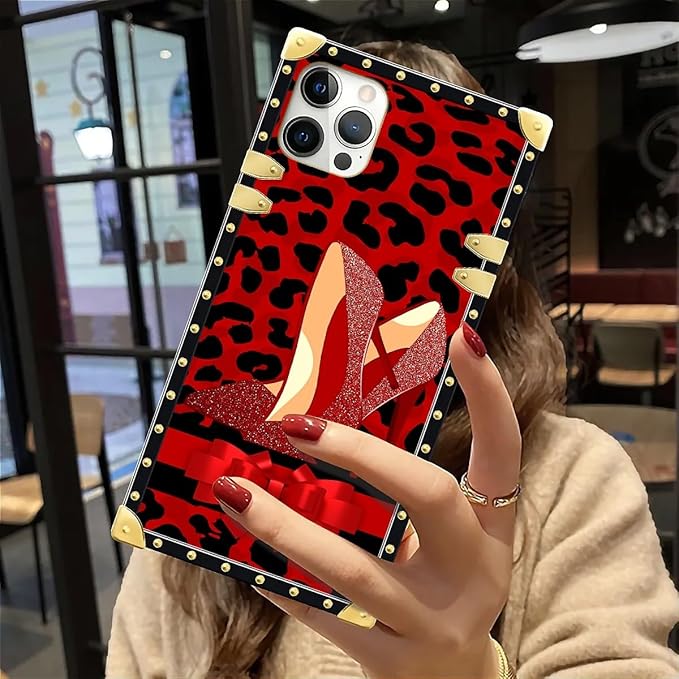 Compatible with iPhone 12 12 Pro Case, Elegant High Heels Luxury Golden Decoration for Girl Women Soft TPU Shockproof Protective Hard PC Back for iPhone 12 12 Pro