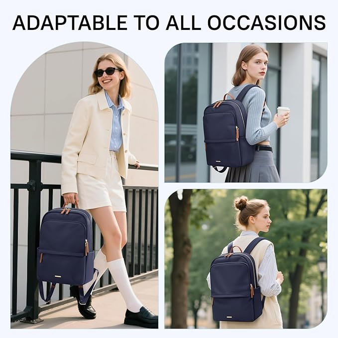 GOLF SUPAGS Women Laptop Backpack Casual Daypack for Work Travel College Backpack Purse Fits 15.6 Inch Notebook (Navy Blue)