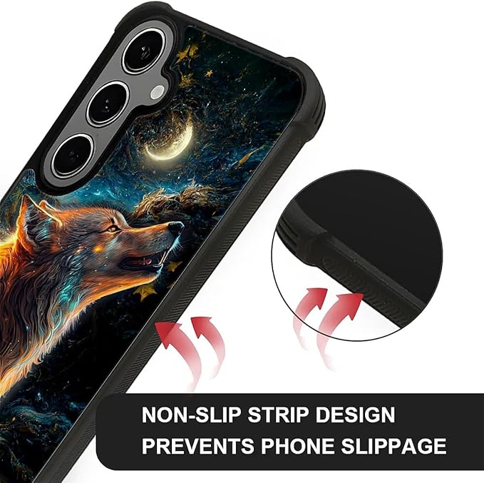 for Samsung Galaxy S24 S25 Plus Case, Star Cave Hungry Wolf Pattern Graphic Design Girl Boy Soft Silicone Hard Acrylic Shock Protection for Samsung Galaxy S24 S25 Plus