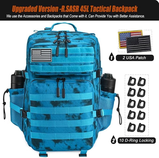 45L Tactical Backpack for Men Women, Military Assault Pack with MOLLE, Large 3 Day Bug Out Bag for Hiking Camping