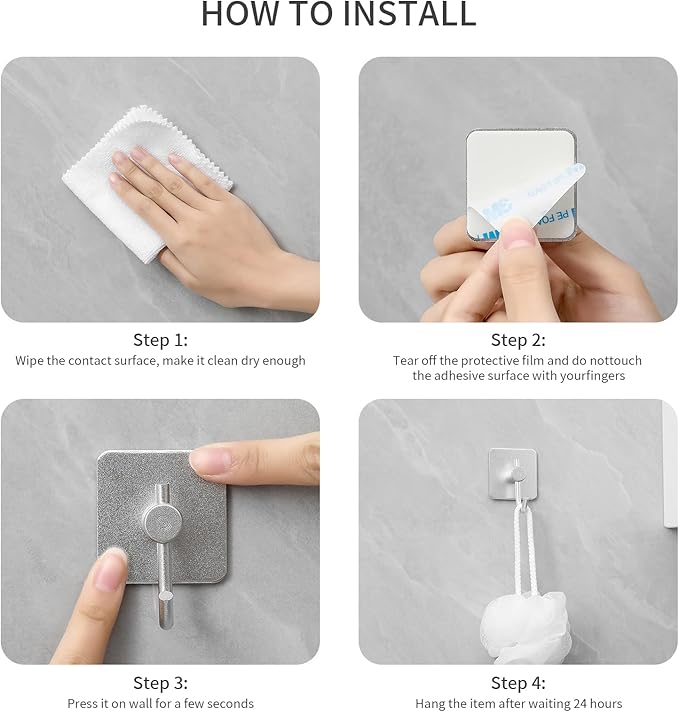 Paoli Heavy Duty Self Adhesive Hooks - Sturdy self Adhesive Hooks for Home, School and Office Easy to fit and Remove(4PC)