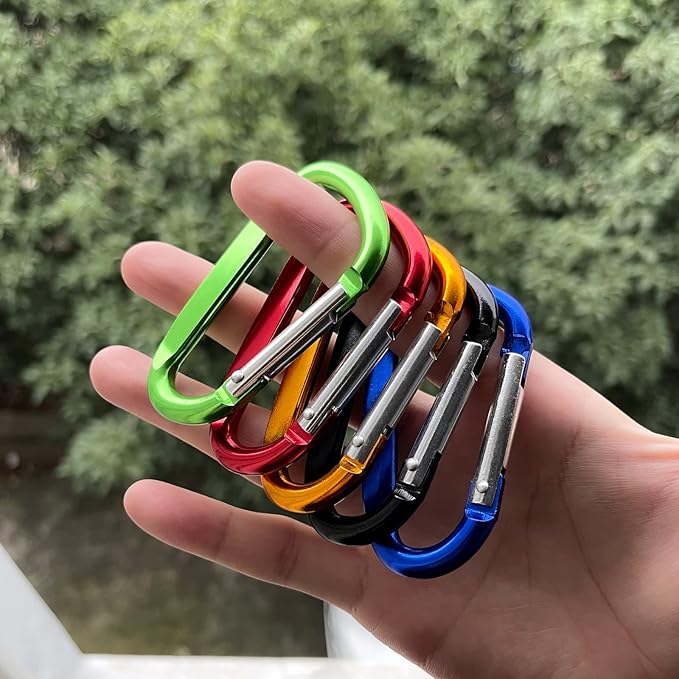 3" Aluminum Carabiner Clips, 12PCS D Ring Shape Keychain Carabiners Hook Buckle