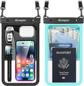 Rynapac [Up to 10" Large Waterproof Phone Pouch - 2 Pack IPX8 Waterproof Phone Case for iPhone 17 16 15 Pro Max Galaxy S26 Ultra, Touchscreen & Underwater Photography, Beach Cruise Travel Essentials