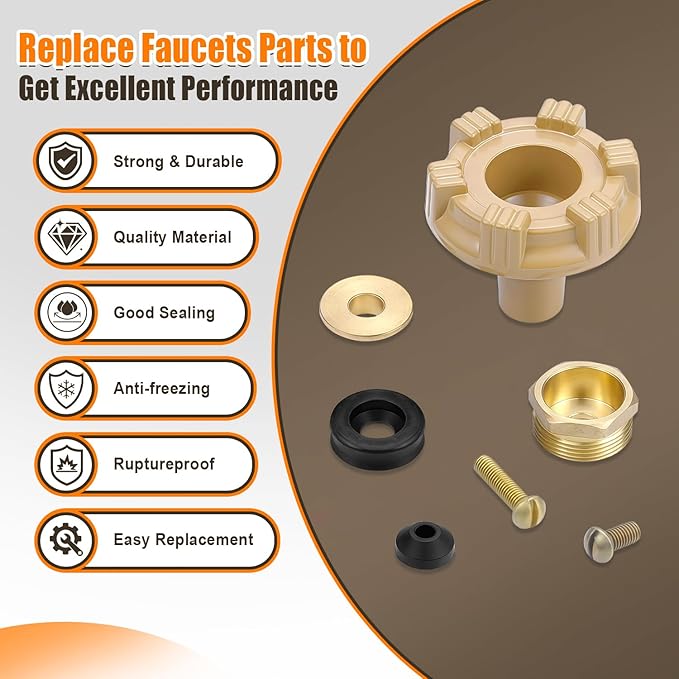 RK-14MH Outdoor Faucet Repair Kit for Woodford Model 14 Outside Faucets Parts Include Wheel Metal Handle Screws Packing Nut Washer Valve Seat Rubber, 7PCS Set