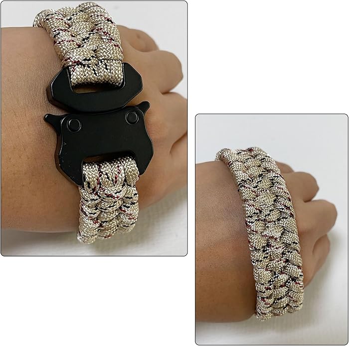 Parachute Cord Bracelets Trilobite Weaved Paracord Bracelet with Side Release Buckle 8.7 inch Black Bracelet for Men Women 1 Set