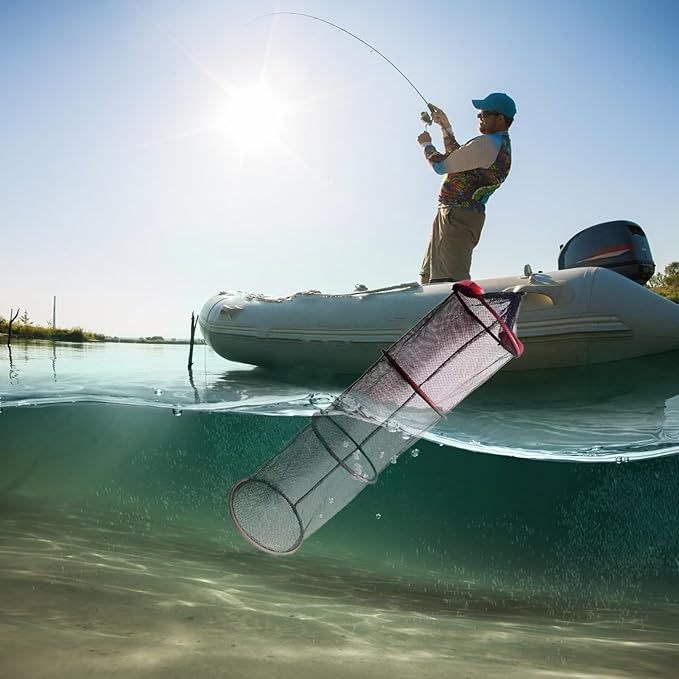 Fish Basket – 25x30cm/25x60cm/25x90cm Nylon, Portable Net Pen, Live Catch System | Perfect for Bank Fishing Activities, Boat Side Storage, Bait Preservation Needs, Outdoor Sports Gear