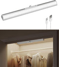 EZVALO 17-Inch LED Motion Sensor Closet Light, Rechargeable 3600mAh Battery, 150 Lumens No-Glare Curved, 3 Color Temperatures & Dimmable Cabinet Light for Wardrobes & Shelves