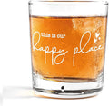 Nogrit This Is Our Happy Place Whiskey Glasses 10 oz, Modern Farmhouse Old Fashioned Rocks Glasses for Men Women Drinking Cocktail Scotch Vodka Tequila Rum