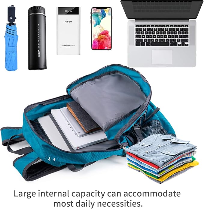 NODLAND Lightweight Backpack Travel 40L Foldable Water-Resistant Daypack, Hiking Outdoor Camping Rucksack for Men Women