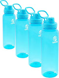 Takeya Tritan Sport Water Bottle with Spout Lid - BPA-Free & Dishwasher-Safe Water Bottle - Reusable Bottle with Lid Handle - Simple Leak-Proof - 40 oz, Breezy Blue (Pack of 4)