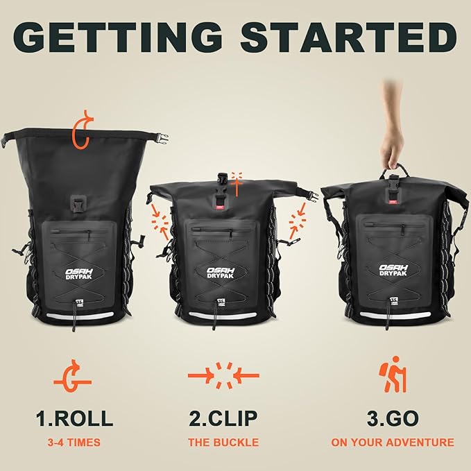 OSAH DRYPAK Waterproof Backpack Dry Bag 25L/35L/55L/85L – Heavy Duty Roll-Top Hiking Backpack Sack Keeps Gear Dry for Travel, Kayaking, Boating, Camping, Rafting and Fishing