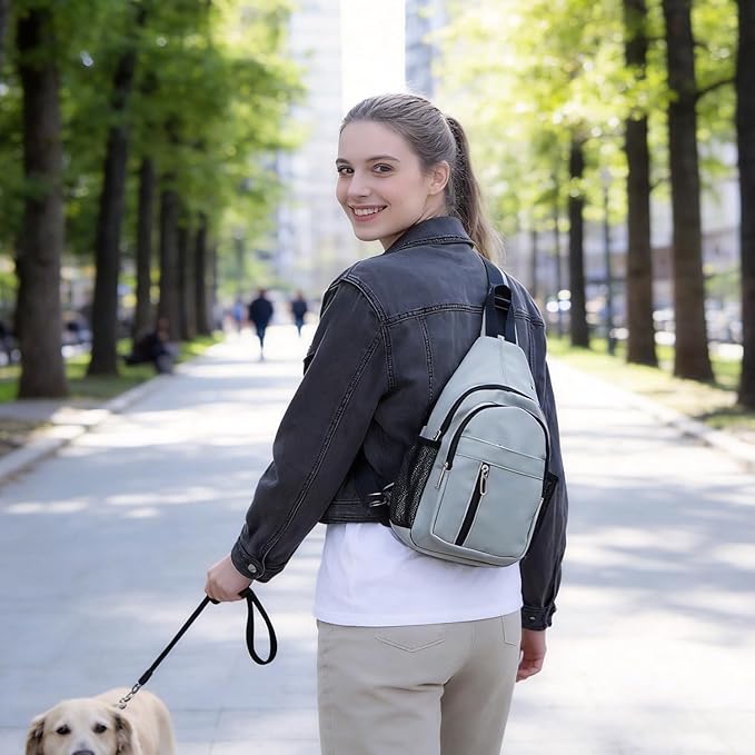 JENAGREEN Sling Backpack Crossbody Sling Bag for Women Men, Multipurpose Travel Hiking Adjustable Chest Bag Casual Daypack