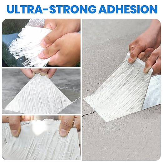 ADHES Butyl Tape Waterproof Tape, 4in x 16ft, Aluminum Foil Tape Butyl Sealant Tape for RV Repair, Window, Boat and Pipe Sealing, Glass & EDPM Rubber Roof Patching(Model:RA100-1,Glue Color:White)