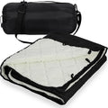 REDCAMP 59"x79" Large Warm Camping Blanket Waterproof Windproof with Fleece Lining, Outdoor Blanket for Cold Weather Stadium Picnic Travel, Machine Washable Black & White