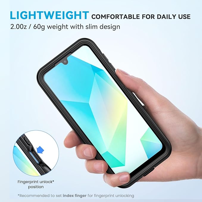 Lanhiem for Samsung Galaxy A16 5G Phone Case, IP68 Waterproof Dustproof, Built-in Screen Protector, Rugged Full Body Shockproof Protective Cover for Samsung A16 5G / 4G 6.7", Black/Clear | IP68 Waterproof, Dustproof, Rugged, Full Body, Shockproof