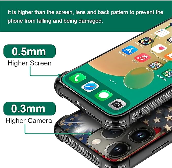 for iPhone 13 Pro Max Case, Red American Flag Horse Cross Pattern Graphic Design Girl Boy Soft Silicone Hard Acrylic Shock Protection for iPhone 13 Pro Max