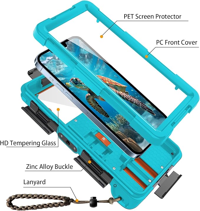 Underwater Phone Case for Snorkeling, [50ft/15M] Professional Deep Diving Waterproof Phone Case for iPhone 17-7 Pro/Pro Max/Plus/Mini, 16/17E, SE 2/3, Galaxy S10-S25 Plus/Ultra, A21-A56 [Blue]