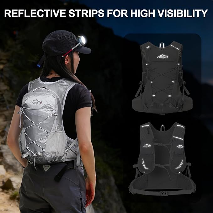 IX INOXTO Hydration Backpack, 18L Lightweight Hiking Backpack with 2L Water Bladder Daypack Women Men, Water Backpack Insulated Hydration Pack for Hiking, Running, Festival, Cycling