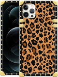 Compatible with iPhone 11 Pro Max Case, Brown Leopard Texture Luxury Golden Decoration for Girl Women Soft TPU Shockproof Protective Hard PC Back for iPhone 11 Pro Max