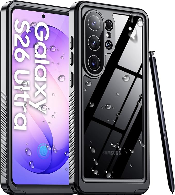 Temdan Designed for Samsung Galaxy S26 Ultra Case Waterproof, Built-in Lens & Screen Protector Military Grade Shockproof Dropproof IP68 Underwater Full Body Phone Case for Galaxy S26 Ultra 6.9"-Black
