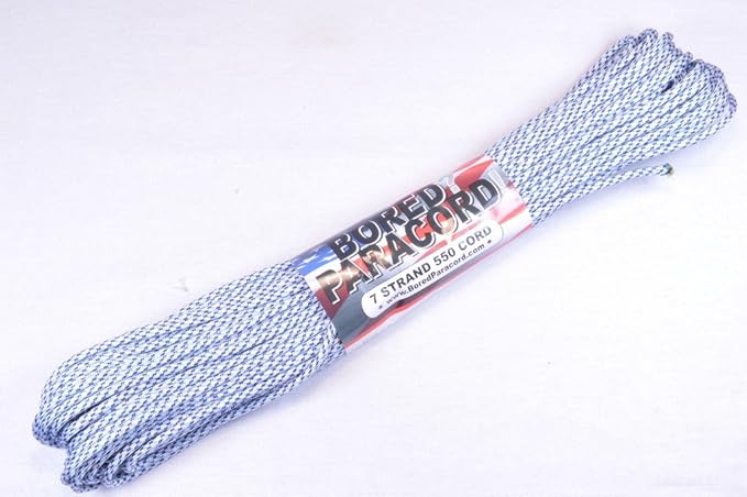 BORED? PARACORD! 550 lb Paracord – Ideal for Crafting, DIY Projects, Camping, Military & Active Outdoors – 300+ Colors – Tactical Parachute Cord Type III – Strong - Arctic Digital Camo 100 Feet