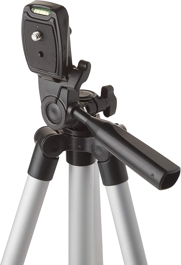 50 Inch Aluminum Camera Tripod with 3-Way Pan Head & Quick-Release Plate – Lightweight DSLR & Mirrorless Tripod with Bubble Level for Photography & Video