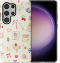 for Samsung Galaxy S25 Ultra Case,HL2 Aesthetic Bow Preppy Collage Hybrid 2 Layer Hard Shell Silicone Protective Pattern Design Case