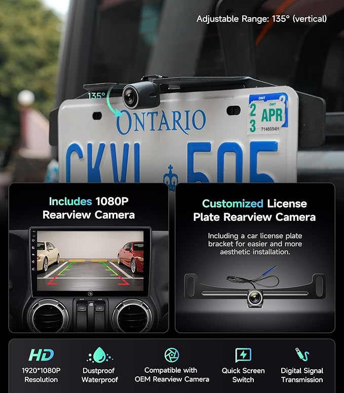 Car Radio Stereo Upgrade for Jeep Wrangler JK Compass Grand Cherokee Dodge Ram with Wireless CarPlay/Android Auto/10.2'' TouchScreen/Android13/GPS Navigation/Backup Camera (New-HC-Jeep 2+32G)