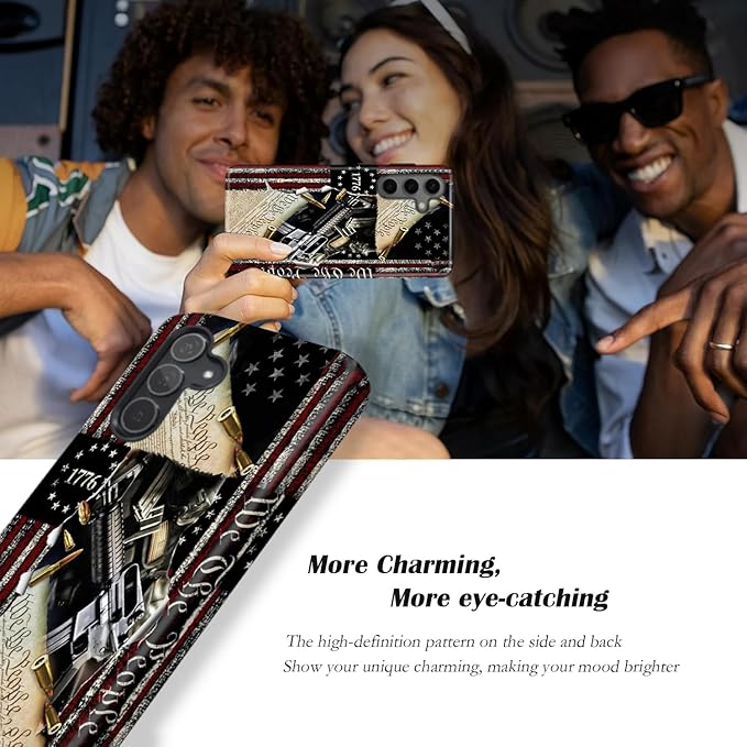 Compatible for Samsung Galaxy S24 Ultra 5G Case, Dual Layer Heavy Duty 2 in 1 Shockproof Protective Phone Case,Classic American Flag 1776 We The People