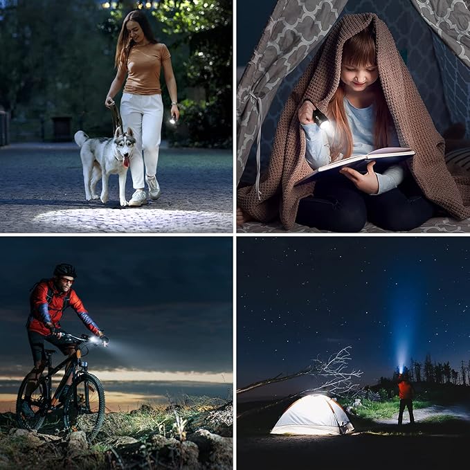 Lighting EVER LED Flashlights High Lumens, Small Flashlight, Waterproof, Adjustable Focus Flash Light for Outdoor, Emergency, Camping, AAA Batteries Included, 2 Pack