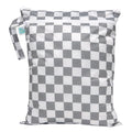 Bumkins Waterproof Wet Dry Bag for Baby, Travel, Swim Suit, Cloth Diapers, Pump Parts, Pool, Beach, Gym Clothes, Toiletry, Hook to Stroller, Daycare, Zipper Reusable Wetdry Packing Pouch, Gray Check