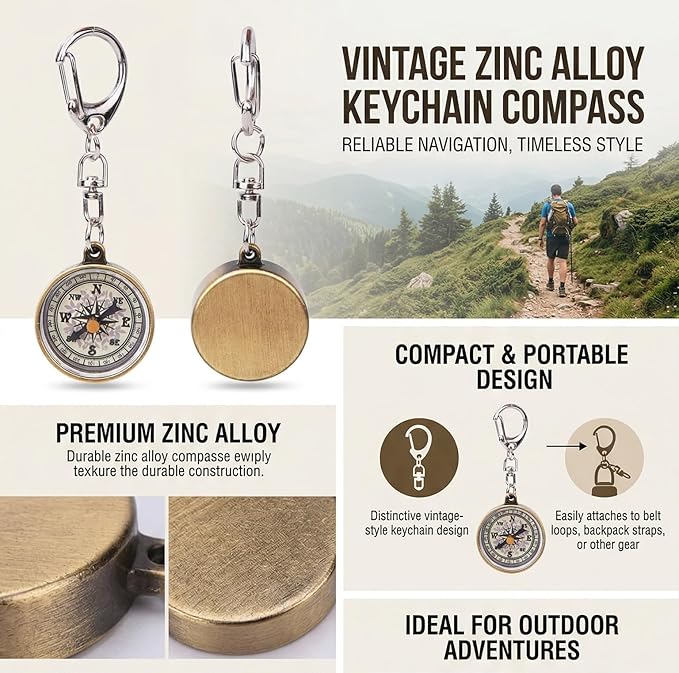 Pocket 2Pcs Outdoor Keychain Keychain for Camping Navigation Direction Tool