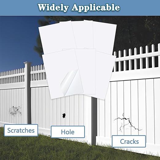 Vinyl Siding Repair Patch Kit, Vinyl Siding Repair Kit Self-Adhesive Vinyl Siding Patch Repair Tape PVC Vinyl Fence Patch Kit for House Vinyl Siding Cover Any Cracks Holes Blemishes - 6 Patches