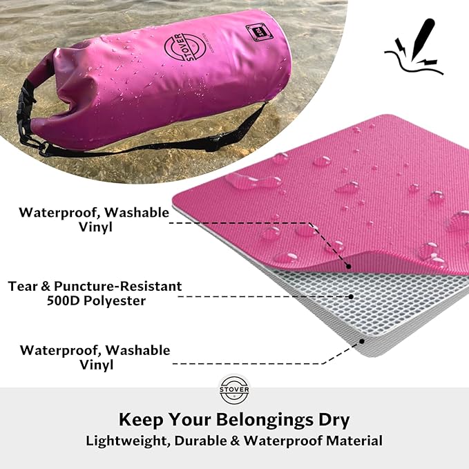 STOVER 5/10/25/30/40/55L Waterproof Dry Bag- Roll-Top Backpack w/Phone Case- Kayaking, Hiking, Camping, Boating- Men/Women